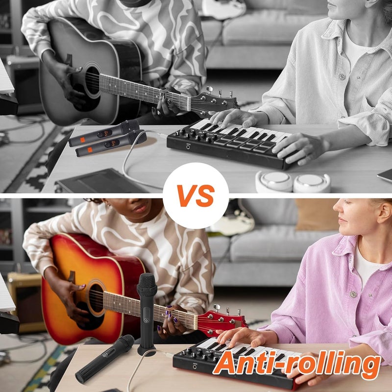 TXesign Silicone Case for JBL Wireless Two Microphone-2 Pack, Anti-Rolling Protective Case with Base Rod Mic Sleeves Microphone Stand for Disco Stage Party TV Show (Black) - Image 5